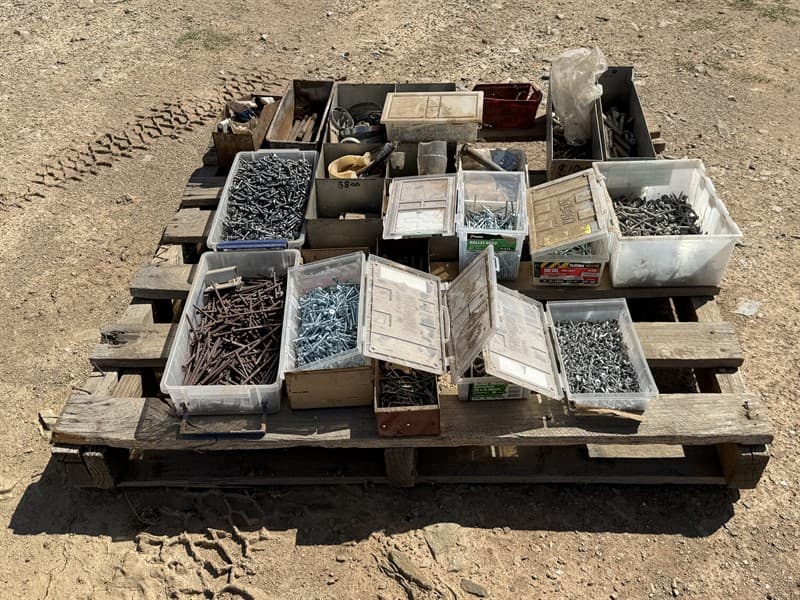 PALLET OF TECH SCREWS, NAILS & SCREWS.