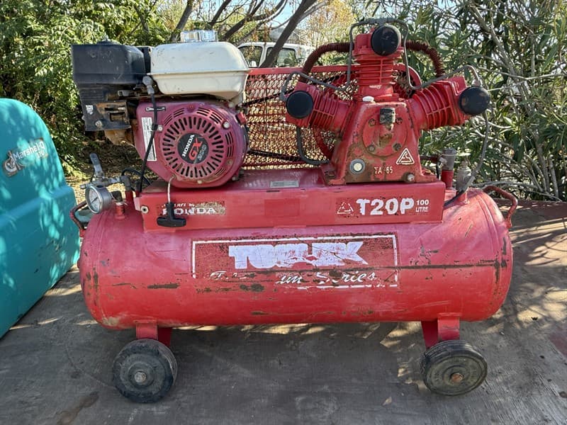 TOOLEX AIR COMPRESSOR T20P. Honda GX200 engine. Working condition. Located Quambone, NSW