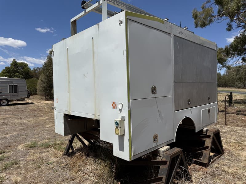 ALUMINIUM SERVICE BODY. Ex State Emergency Services. Body number AG10186. Central locking. Draws. Shelves. 15 amp single phase powered conne…