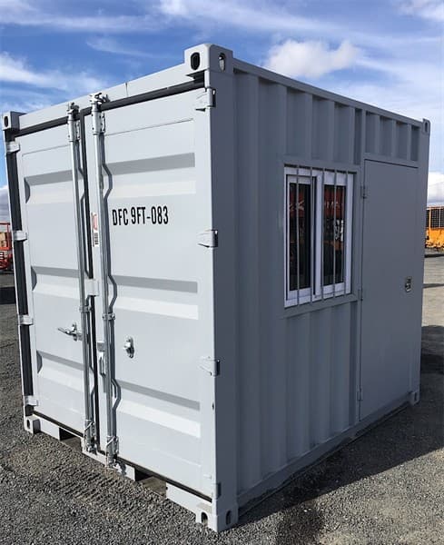 Unused 9ft Storage Container, Comes with Fork Pockets, Lockable Door, Timber Floor, Air Vent, Colours may vary, Approximate Shipping Dimensi…