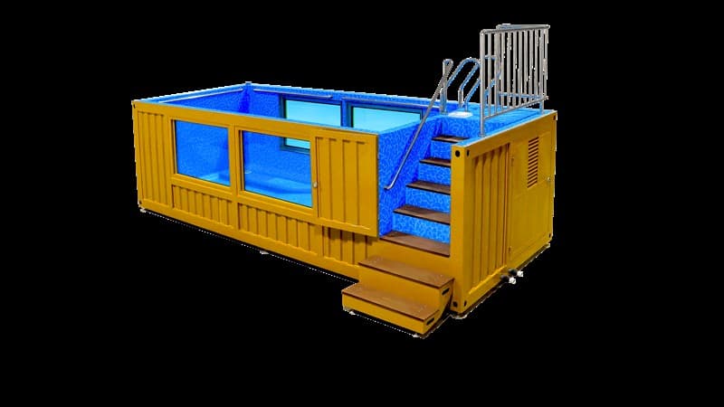 Unused 20ft Container Style Swimming pool, Comes with Pump, Adjustable feet, Hand rails, Ladder, Shipping Dimensions: 5800mm L x 1600mm H x …