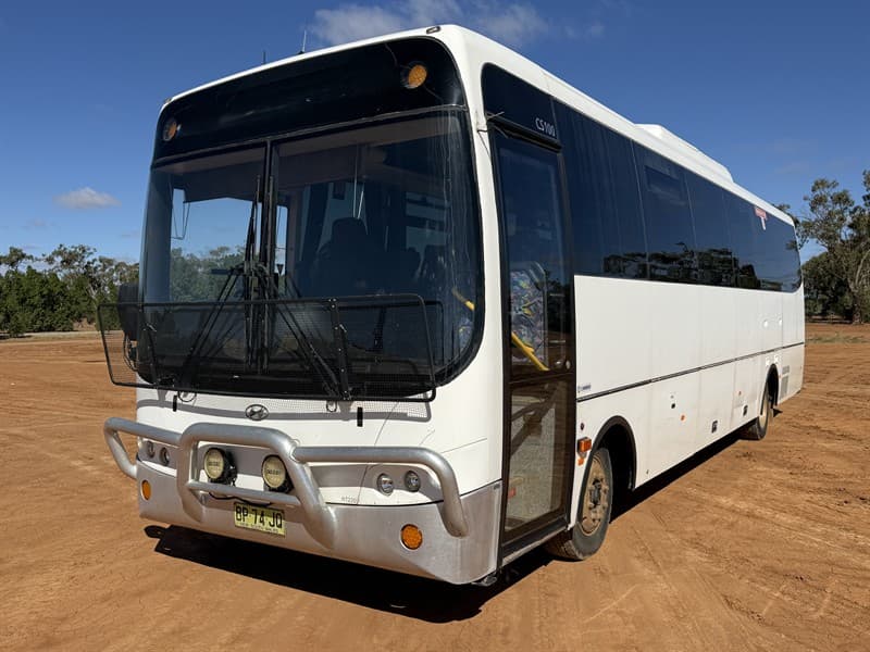 2011 HYUNDAI 43 SEATER BUS. VIN. KMJNA18KPBC900202. Automatic transmission. Showing 482,550kms. Located Nyngan, NSW. Please note company sti…