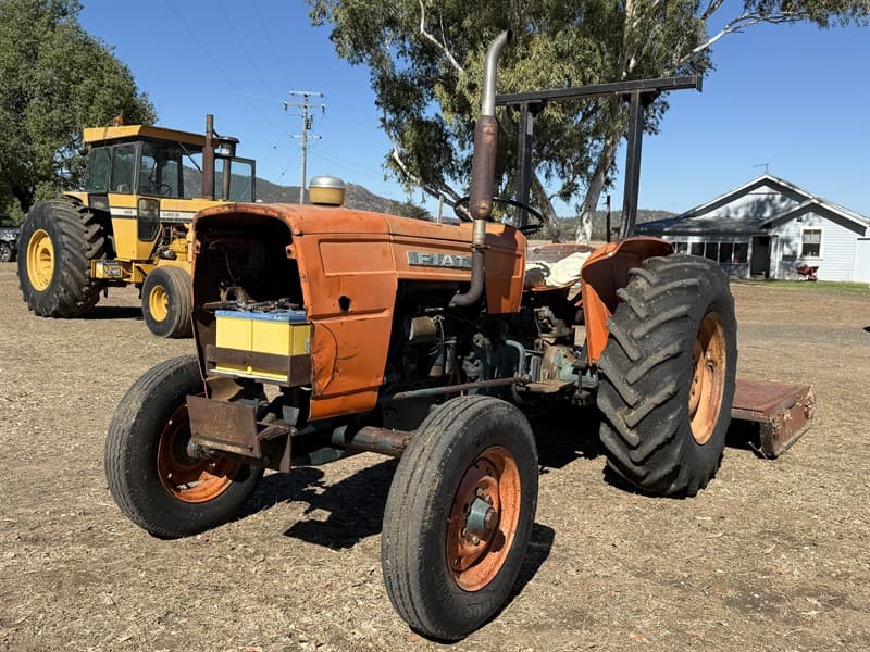 FIAT. Slasher not included. Front weights. PTO. 3PL. Rear tyres 14.9-24. Front tyres 6.50R16LT. Located Gunnedah, NSW