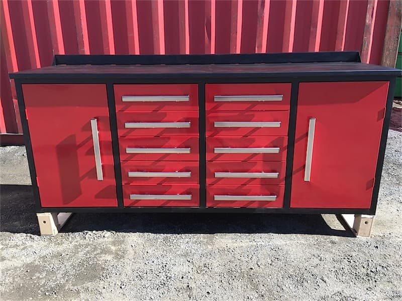 Unused Workshop bench, with 10 drawers & 2 large storage compartments, 50Kgs capacity per drawer, Approximate Shipping Dimensions: 2200mm L …