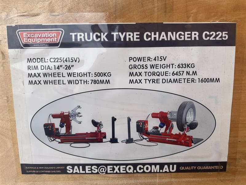 Unused 415V Heavy Duty Truck Tyre Changer, Model: C225, Rim Diameter 14" to 26", Max Wheel weight: 500Kgs, Max Wheel Width 780mm, Max Tyre D…