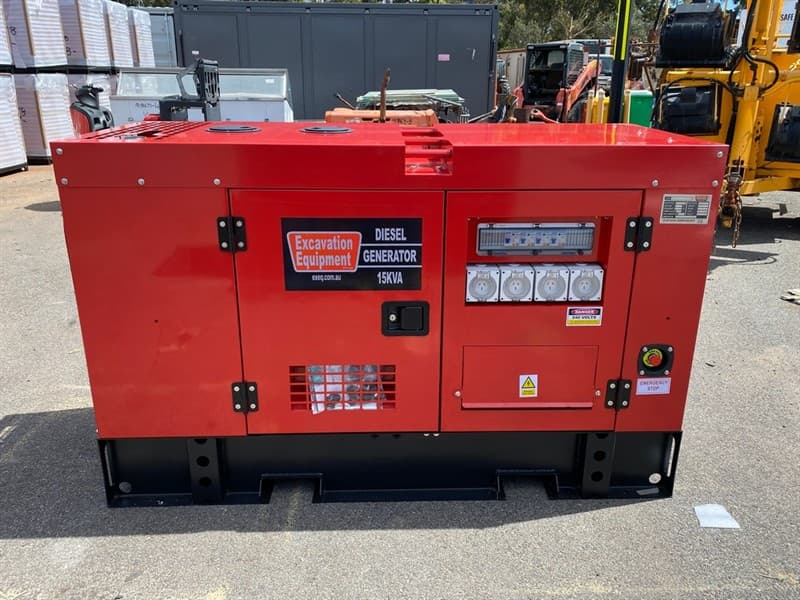 Unused Silenced 15kVA Single Phase Generator, Model: EXEQ 15-1, 4 Cylinder Diesel Engine, Single Phase, Emergency Stop, Battery Isolator, Li…