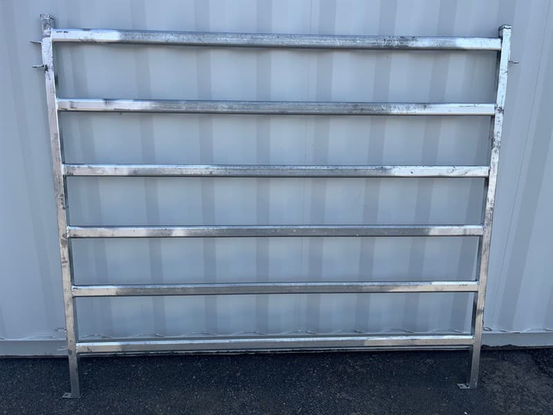 Quantity of 8 Unused Cattle Fence Panels, Galvanized 6 Rail Panels, 1800mm High - 2080mm Wide, Weight: 30kgs per panel, 40mm outside Box Ste…