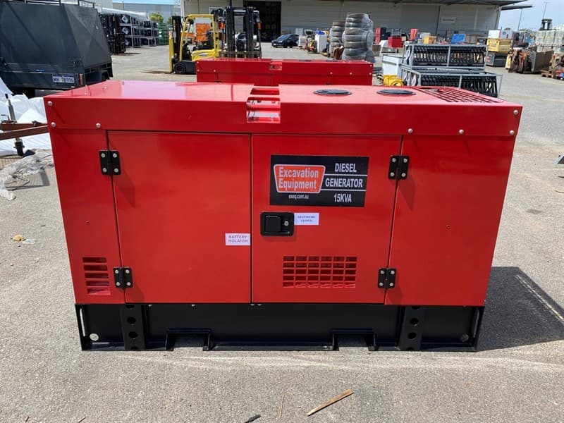 Unused Silenced 15kVA Single Phase Generator, Model: EXEQ 15-1, 4 Cylinder Diesel Engine, Single Phase, Emergency Stop, Battery Isolator, Li…