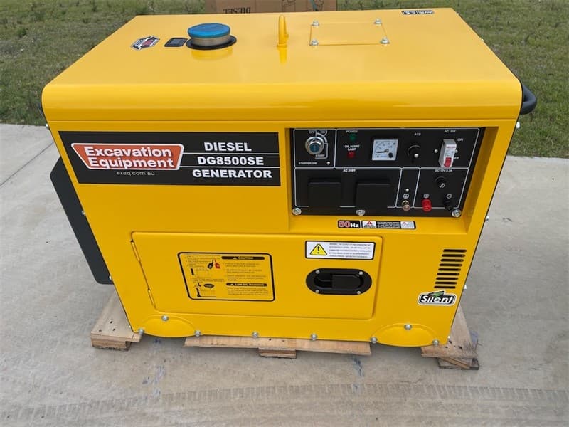 Unused 6kW Silenced Diesel Engine Generator, Model: DG8500SE, Air-Cooled Diesel Engine, Silenced Cabinet, 240V Outlets, Key Start, 50 Hz, Ra…